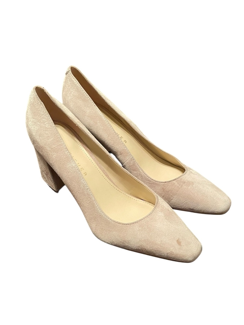 Marc Fisher Women's Beige Brown Suede Mlvarla Pointed Toe Block Heels Size 7M